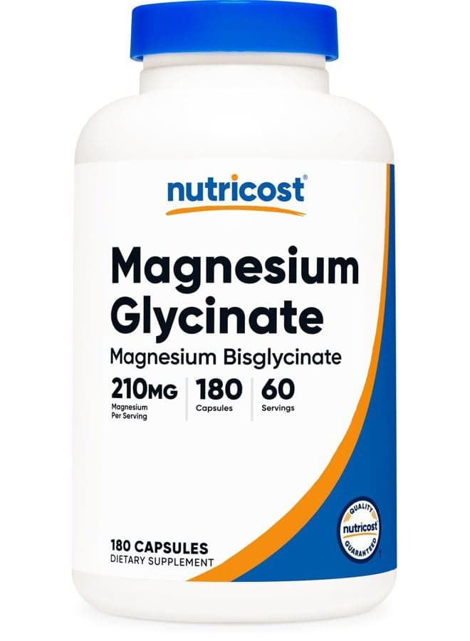 Magnesium Glycinate Capsules (180 Capsules, 210 mg Per Serving) - Magnesium Glycinate Supplement for Gentle Absorption