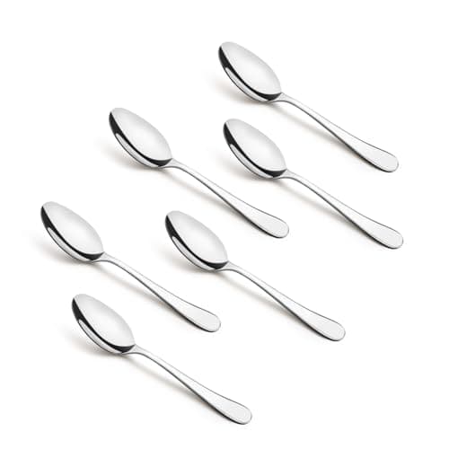 Bergner BE Essentials Baguette Stainless Steel 6 Pcs Spice Spoon Set, 11cm Long Spoon, Non-Magnetic Premium Spice Spoons for Home and Kitchen, Easy to Clean, Modern Aesthetics, 2mm Thickness - Silver