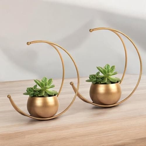 URBAN SENSE® | Golden Geometric Metal Flower Vase - 9 Inch Decorative Vase for Home Decoration, Center Table, Side Table, Living Room, Home Office, Perfect Diwali Gift Item (Golden Pack of 2)