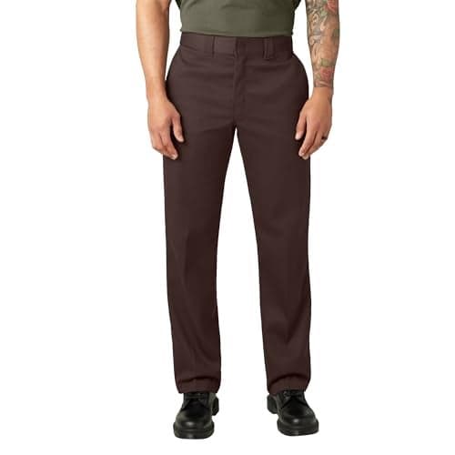 Dickies Mens Original Flex Work Pants, Dark Brown, 30W x 30L US