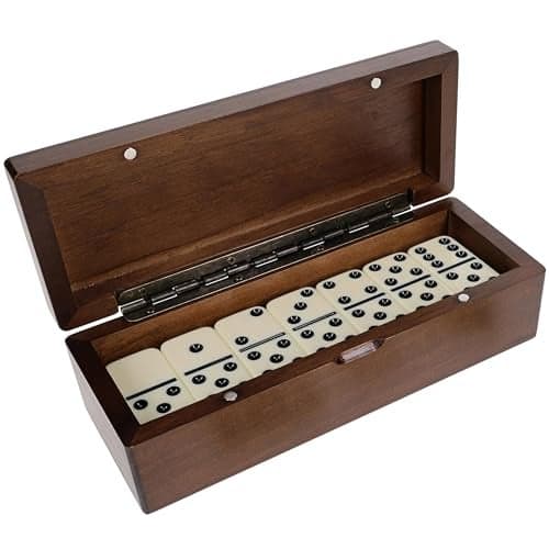 WE Games Double 6 Dominoes in Magnetic Wooden Travel Box Dominoes Set for Adults Ivory Color Double Six Domino Classic Board Games Tile Games