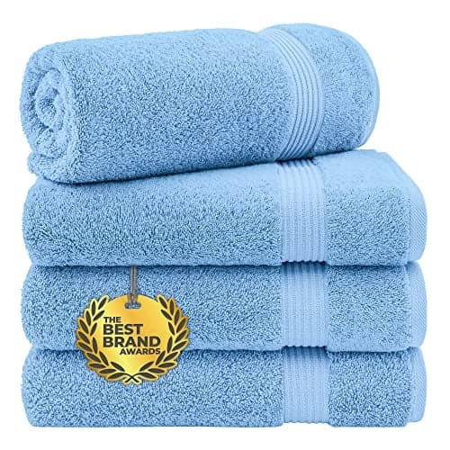 Cotton Paradise 4 Piece Turkish Bath Towels for Bathroom 100 Cotton Extra Large Soft Plush Towels Bathroom Set Sky Blue