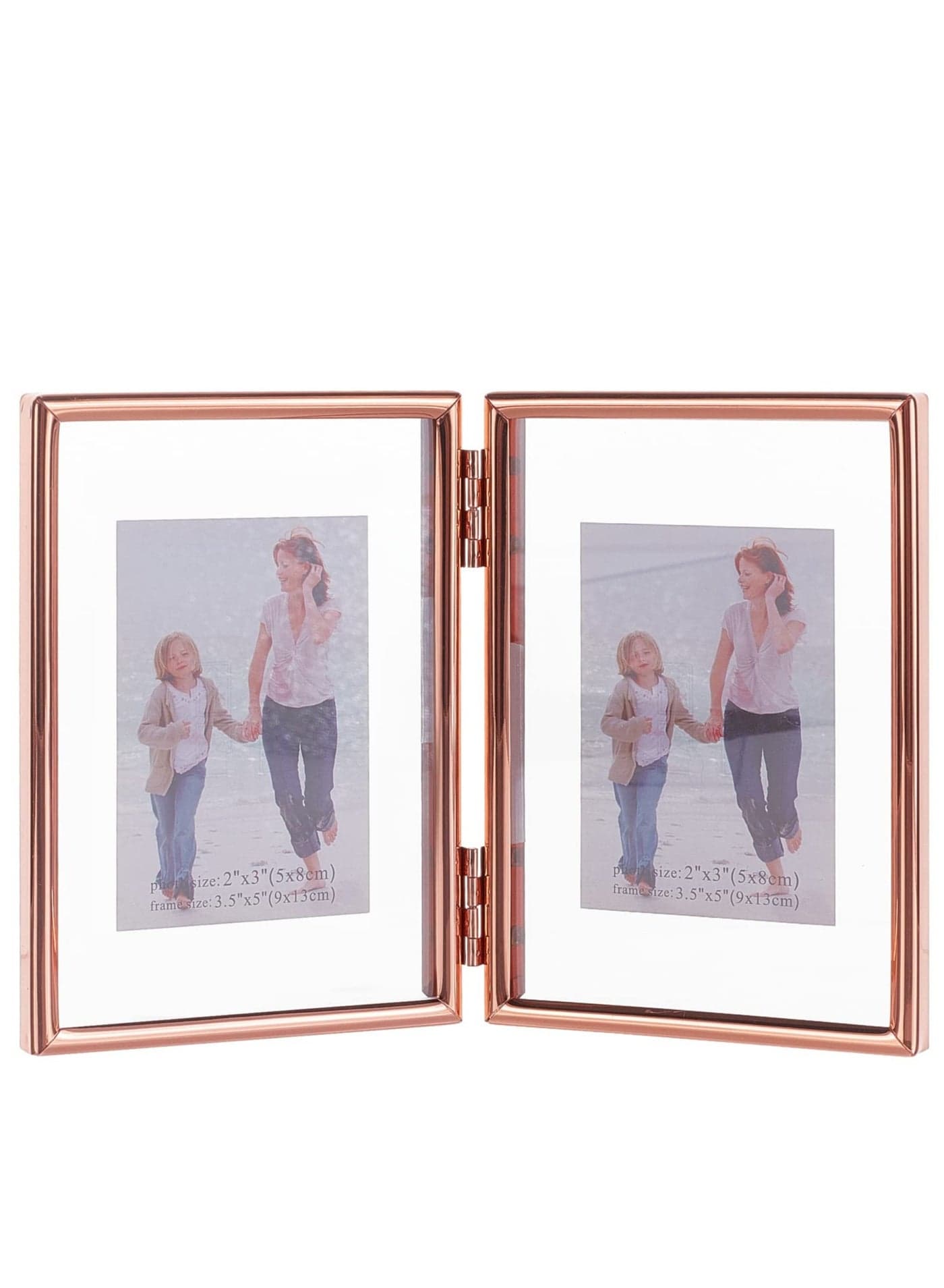 Folding Double Metal Photo Frames Double-Sided Metal and Glass Picture Frames Hinged Family Photo Frame for Desktop or Tabletop DIY Frame Foldable(3x5 inch)