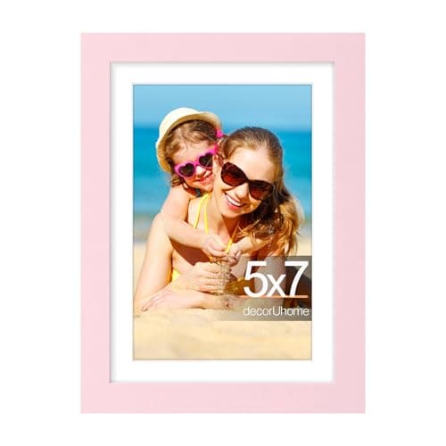 decorUhome 5x7 Picture Frame, Display Pictures 4x6 with Mat or 5x7 without Mat, Wall & Tabletop Display Photo Frame, Pink, 1 Pack