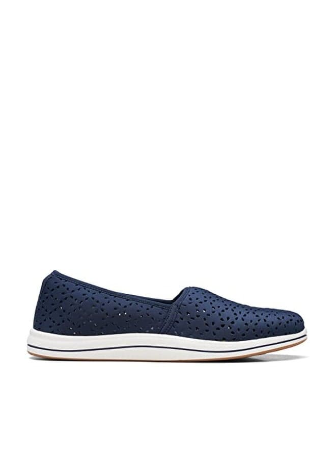 Clarks CloudSteppers Women's Breeze Emily Loafer, Navy Synthetic, 9.5 Wide US