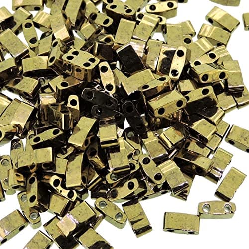 Miyuki Half Tila 2 Hole Rectangle Beads 5x2.3mm - Dark Bronze 7.8 Grams