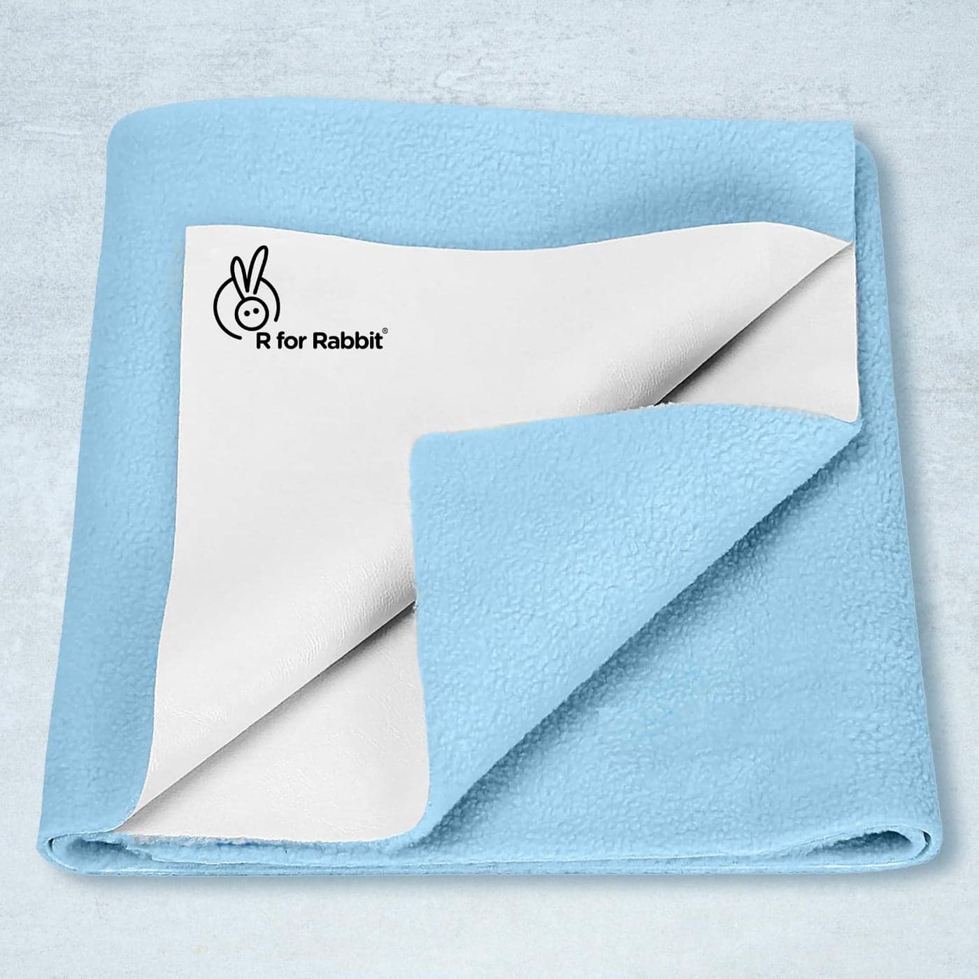 R for Rabbit Waterproof Quick Dry Sheet Bliss for Baby | Anti-Piling Fleece Breatheable Fabric Extra Absorbent Instant Dry Baby Bed/Cot Protector Mat (Size-L,Blue)