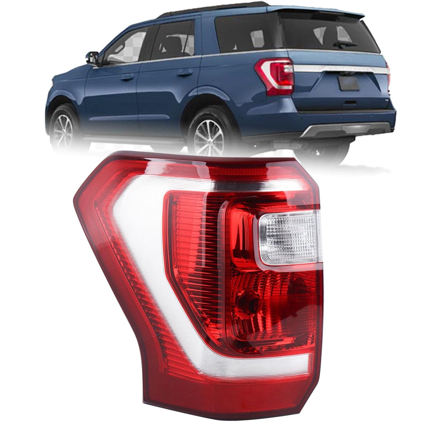 KAMDKI Left Driver Side Tail Light Fit for 2018 2019 2021 2022 Ford Expedition XL XLT Rear Lamp Assembly Halogen Type Brake Lamp With Blubs LH FO2800271 JL1Z13405G