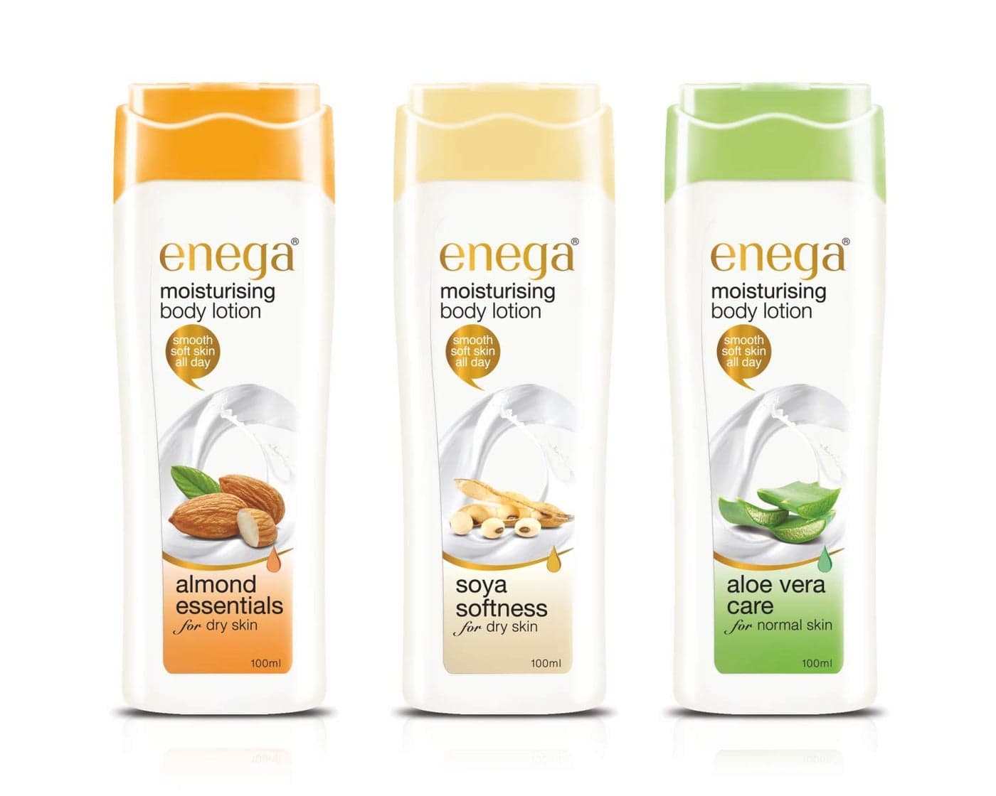 Enega Moisturizing Body LotionPack Of 3100 ML Each AlmondAloveraSoya