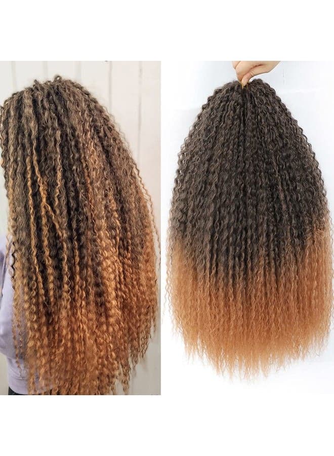 Brazilian Curly Crochet Hair Braids Soft Ombre Brown Micro Braiding Extensions Beach Curl Deep Water Wave Synthetic Hair for Black Women (20 Inch 3 Packs) T1b/30#