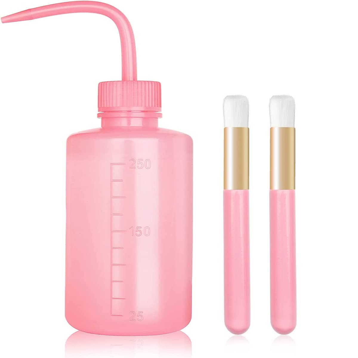 3 PCS Lash Shampoo Brush Sets With 1pcs 250 ML Plastic Satety Lash Tatoo Wash Bottles 2PCS Nose Blackhead Facial Cleaning Brush for Eyelash Extension Supplies pink