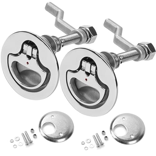 GANGUOLA Heavy Duty Boat Cam Latch 316 Stainless Steel Marine Flush Hatch Pull Adjustable Locking Arm Height with Back Plate and ScrewPack of 2