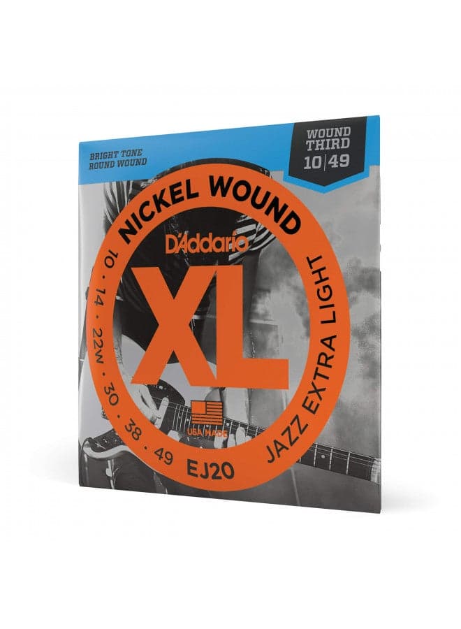 D'Addario Guitar Strings - XL Nickel Electric Guitar Strings - EJ20 - Perfect Intonation, Consistent Feel, Reliable Durability - For 6 String Guitars - 10-49 Jazz Extra Light