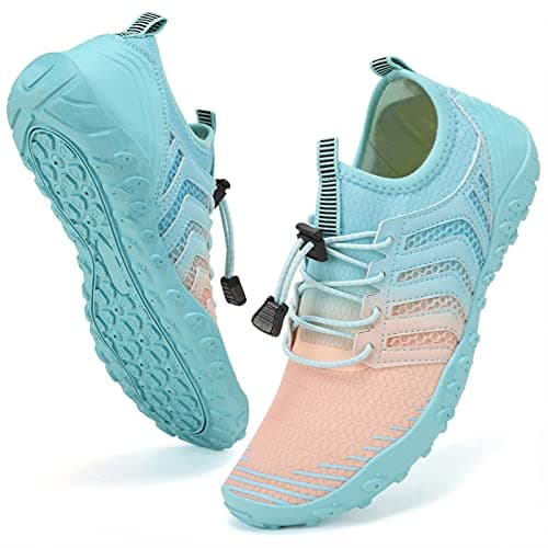 WateLves Water Shoes Mens Womens Beach Swim Shoes Quick-Dry Aqua Socks Pool Shoes for Surf Yoga Water Aerobics (Gradient Pink Blue, 36)