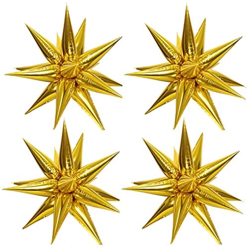 50 Pcs Gold Foil Cone Star Balloons Big 26 inch Gold Explosion Star Mylar Balloons for Party Supplies Christmas Birthday Wedding Decorations