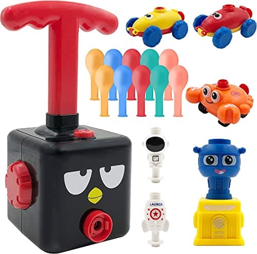 Balloon Powered Car Toy Set Toys Set with Pump for Kids Power Balloons Racer Toy Balloon CarsLauncher Inertial Powered Car Black