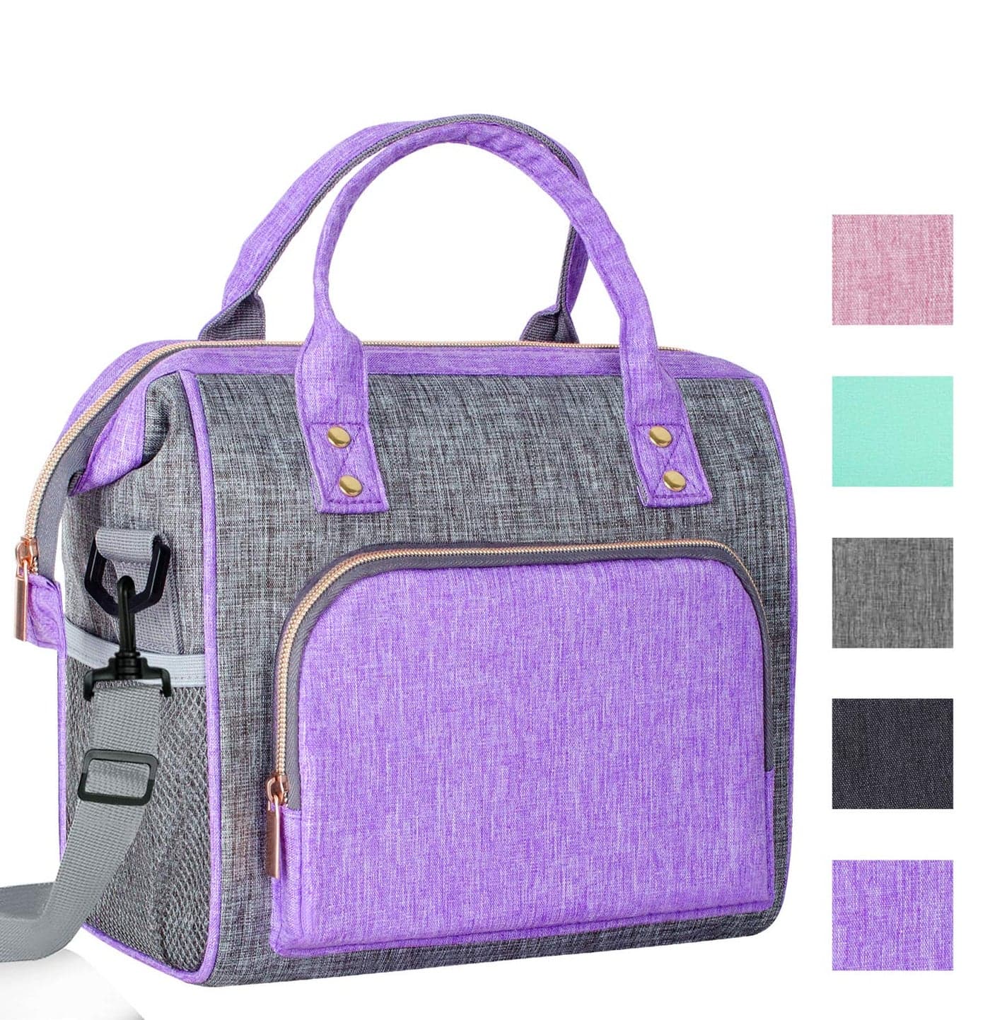 IDEATECH Lunch Bags for Women Insulated Lunch Bag for men Large Reusable Tote Bag Leakproof Cooler Lunch Bags for Work Cute Reusable Lunch Bags Womens Lunch Bag for Office PicnicPurple