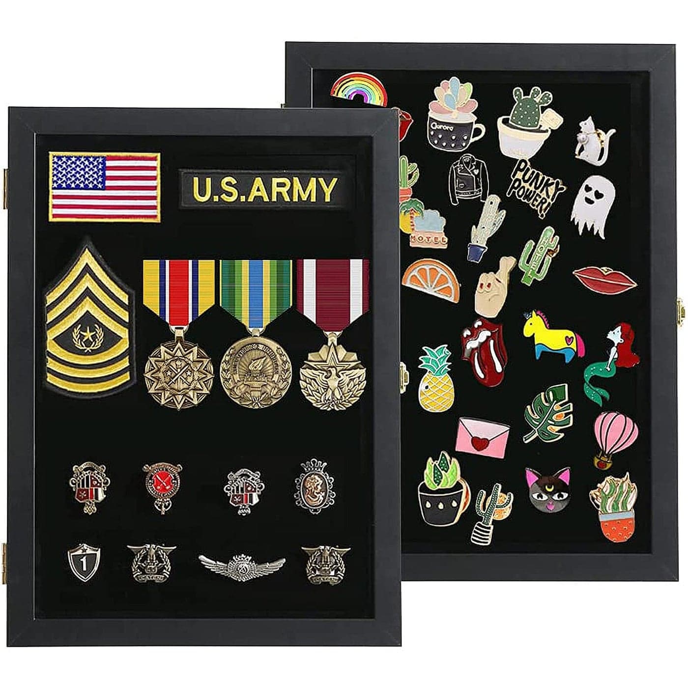 Verani Pin Display Case 11x14 Pin Collection Display with 98 Uv Protection Acrylic Door for Military Medals Beach Tags Jewelry Pins Pin Gift Insignia Ribbons Pin Enthusiast Collectibles Black