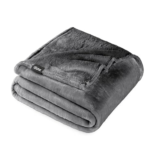 Bare Home Fleece Blanket - Full/Queen - Ultra-Soft Lightweight for Bed, Sofa, and Couch - Luxury Microplush - Cozy Warm Blanket (Full/Queen, Grey)