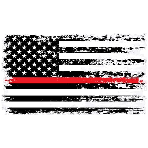 Stickios Firefighter Sticker Tattered American Flag Thin Red Line Decal for Cars Trucks Vehicle Windows Made in USA 59 x 32 inches