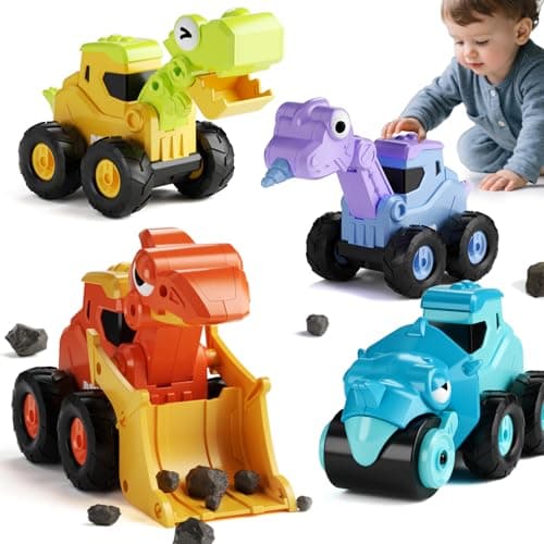 Dimoarch Construction Toys for 2 3 4 5 Year Old Boy Kids Toddlers Press and Go Dino Truck Construction Vehicle Toys Sandbox Excavator Toys Boy Birthday Gifts