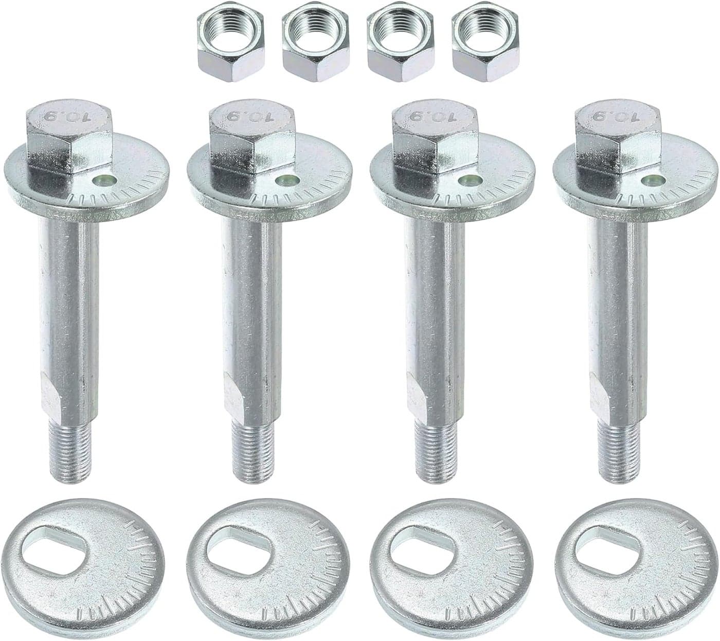 VekAuto 4 Pcs Eccentric Alignment Camber Bolt Compatible for Mitsubishi Montero 20012006 Durable Metal Silver Tone Alignment Caster Fitting Adapter