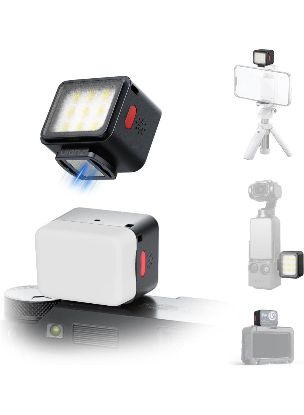 ULANZI DG01 Mini Cube Phone Light Portable LED Camera Light for DJI OSMO Pocket 3 & Pocket 4 Action Camera Sony zv-e10 Canon r550, Support Magnetic Attraction & Type-C Charging for ULANZI JJ02 Tripod
