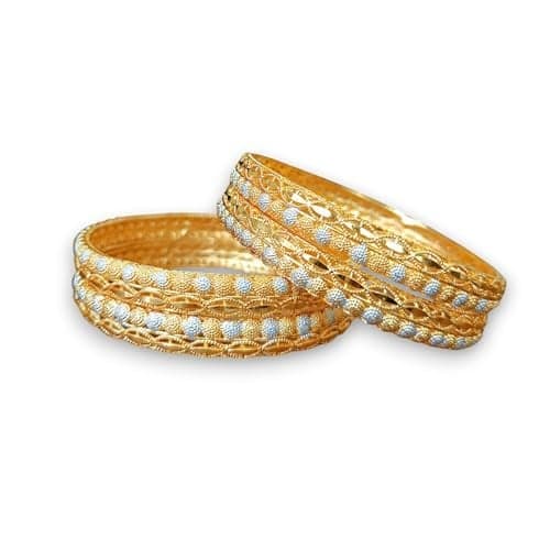 ACCESSHER Gold Plated Bangles Set for Women – Traditional Wedding Jewellery, Gold Bangles Set for Women| Bridal Bangles, Ethnic Kada set | Stylish Jewellery for Women & Girls (Set of 4) (2.6)