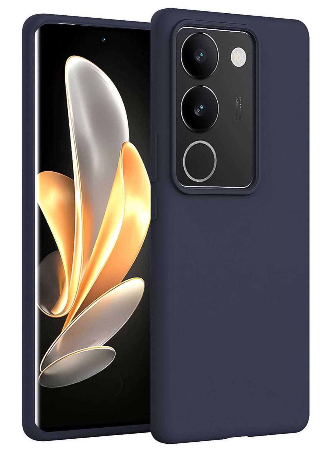 For ViVO V29 Silicone Case, Silky Soft Microfiber Lining Shockproof Back Cover, V29 5G Liquid Silicone Slim Fit Mobile Phone Case, Anti-fingerprint Casing (Navy Blue)