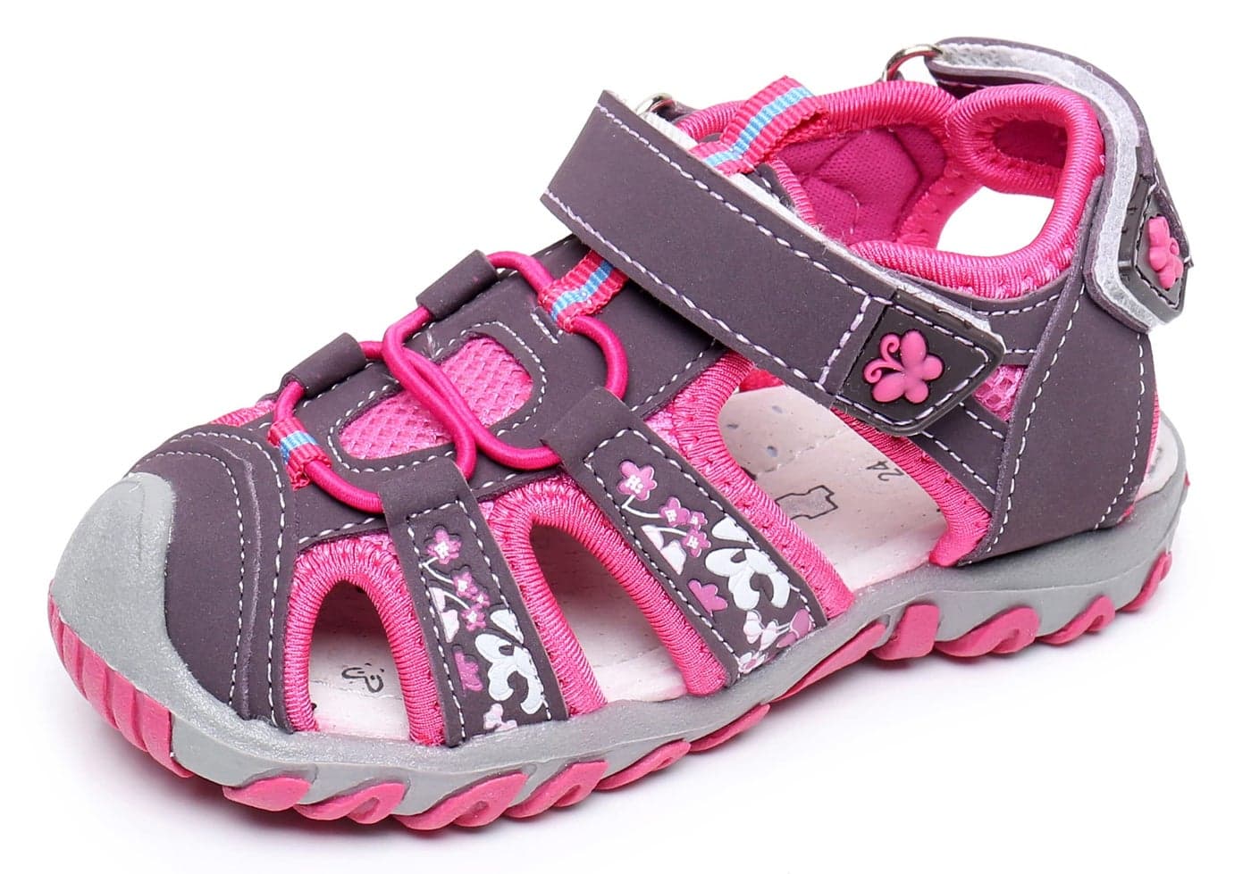 Apakowa Kids Girls Sandals Soft Sole Closed Toe Sandals Summer Shoes with Arch Support (Toddler/Little Kid) (Color : Y607PURPLE, Size : 8 M US Toddler)