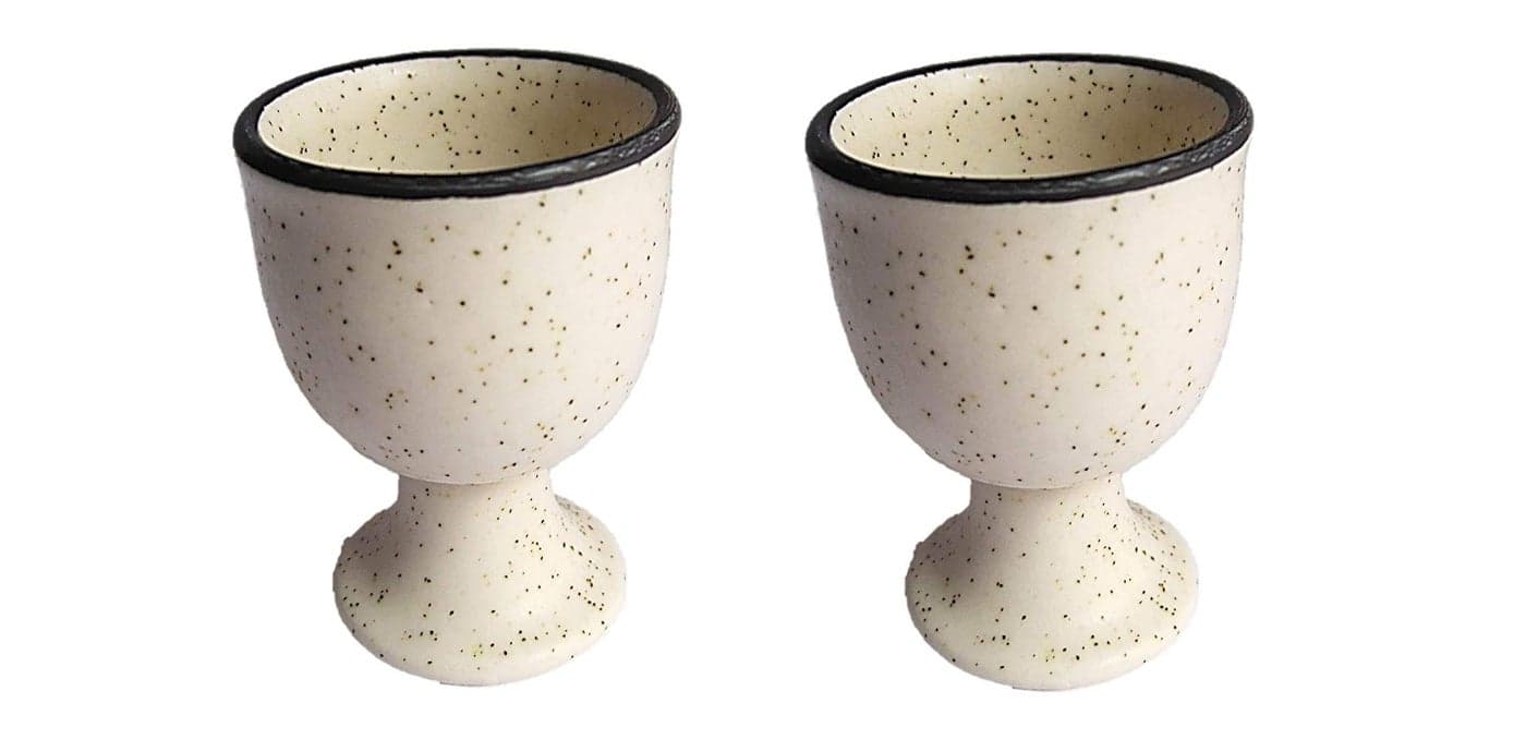 Soft Boiled Egg Holder Ceramic Egg Cup Set Ceramic Egg Holder Pottery Housewarming Gift set of 2 Ivory