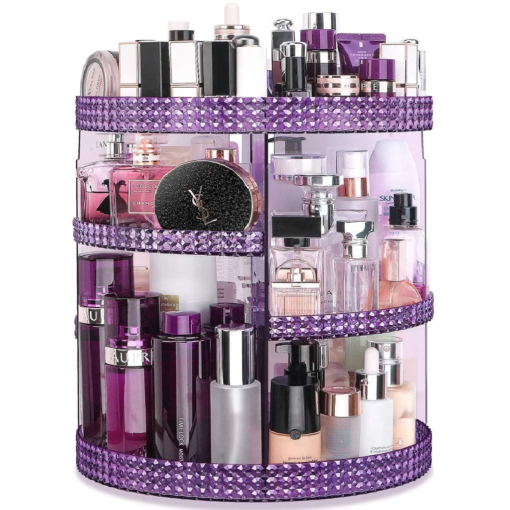 Awenia Makeup Organizer 360Degree Rotating Adjustable Makeup Storage 7 Layers Large Capacity Cosmetic Storage Unit Fits Different Types of Cosmetics and Accessories Plus SizePurple
