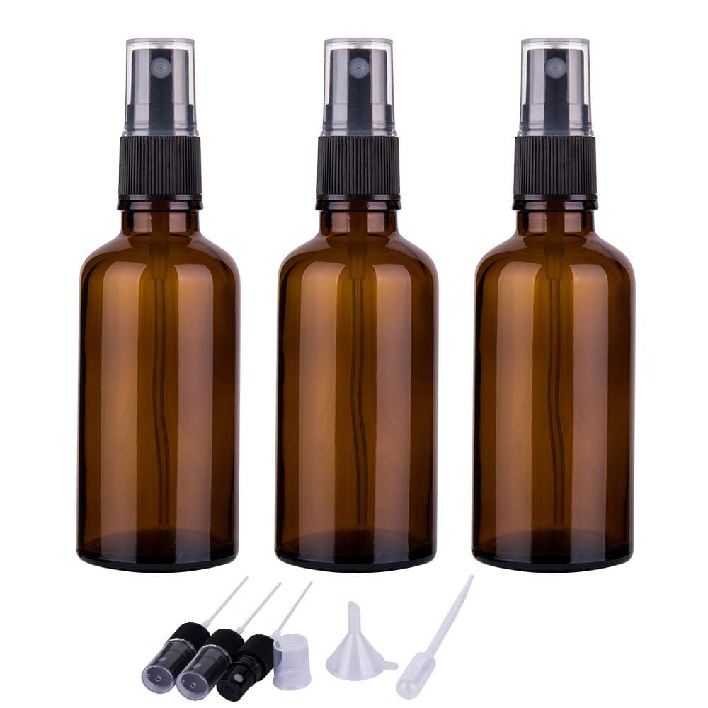 2oz Amber Glass Spray Bottles for Essential Oils Small Empty Spray Bottle Fine Mist Spray Set of 3