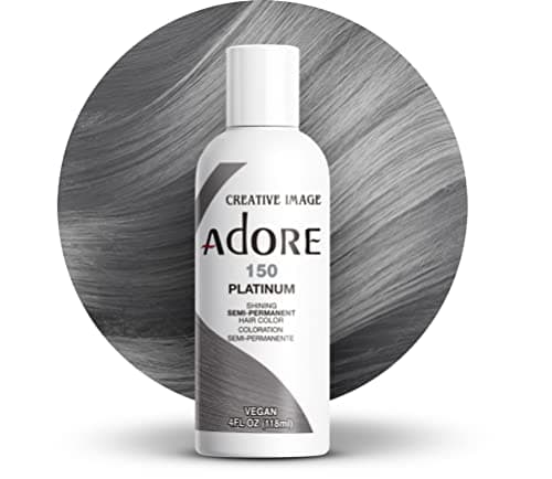 Adore Semi Permanent Hair Color Vegan and CrueltyFree Silver Hair Dye 4 Fl Oz 150 Platinum Pack of 1
