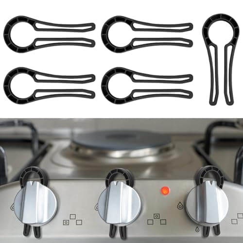 Stove Knob Safety Locks Gas Stove Oven Knob Safety Covers Child and Pets Proofing Locks 5 Pack Black