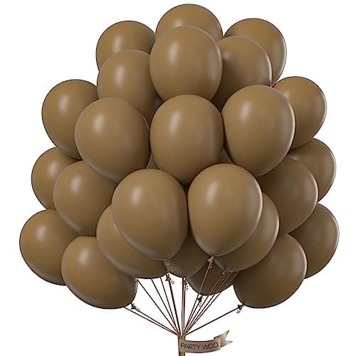 PartyWoo Brown Balloons 100pcs 12 Inch Boho Neutral Coffee Tan Fall Latex Helium Balloons for Wedding Baby Shower Gender Reveal Graduation Safari Woodland Birthday Fall Party Decorations BrownF09