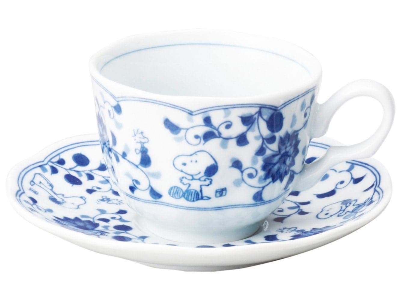 Kaneshotouki Sunuupii 630737 Indigo Arabesque Cup Saucer with Presentation Box