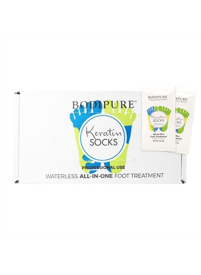 Professional Keratin Socks for Heel Softening – Moisturizing Foot Mask for Dry Feet – Foot and Cuticle Treatment with Vegetable Keratin Cream – Box of 50 Pairs