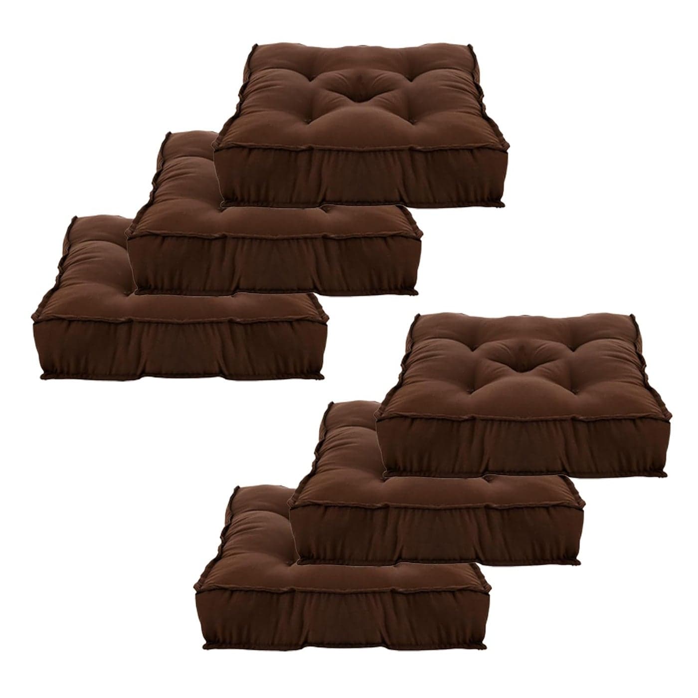 Kuber Industries Square Chair PadCushion Quilted Microfiber Fabric Solid Color Soft Comfortable Sitting Size 45 x 45 x 7 CM Pack of 6 Brown