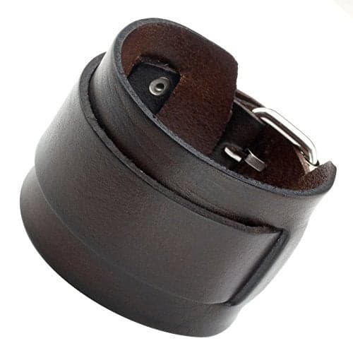 Zysta Punk Unisex Genuine Leather Wide Belt Wristband Bangle Cuff Bracelet 7"-8.5" Fashion Simple Black Brown