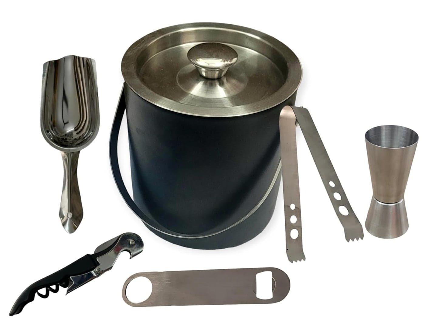 Proniks Stainless Steel Insulated Ice Bucket with Opener and Ice Tong and peg Measure and 15Liter Keeps Ice Cold for 6h Great bar Tools for Home Hotelbar AccessoriesMini barWine in Silver