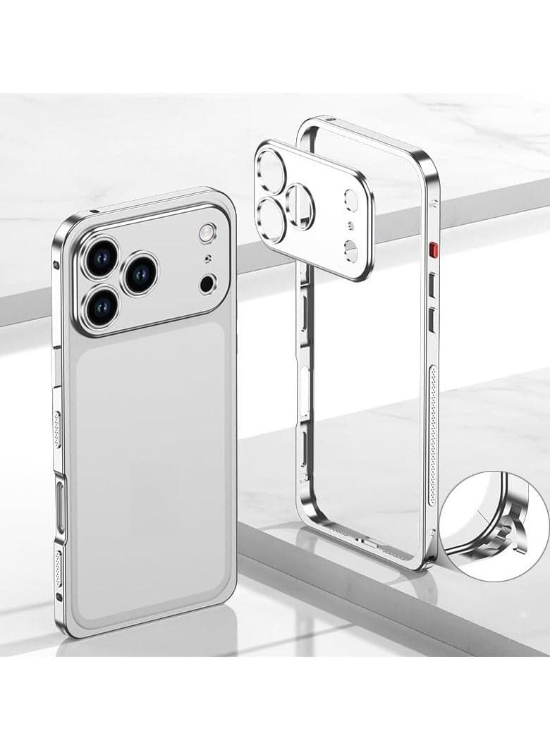 Metal Bumper Frame Protective Case, Compatible with iPhone 17 Pro Max Premium Aluminum Alloy Shockproof Bumper Frame with Metal Lens Cover