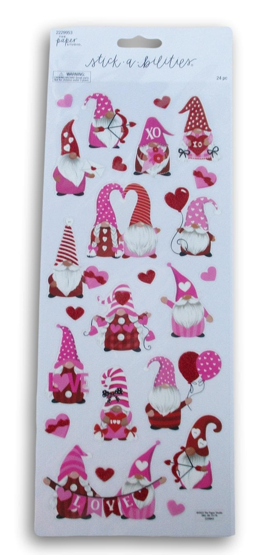 Valentines Day Gnome Stickers for Journaling Scrapbooking Cardmaking Arts Crafts 24 Pieces
