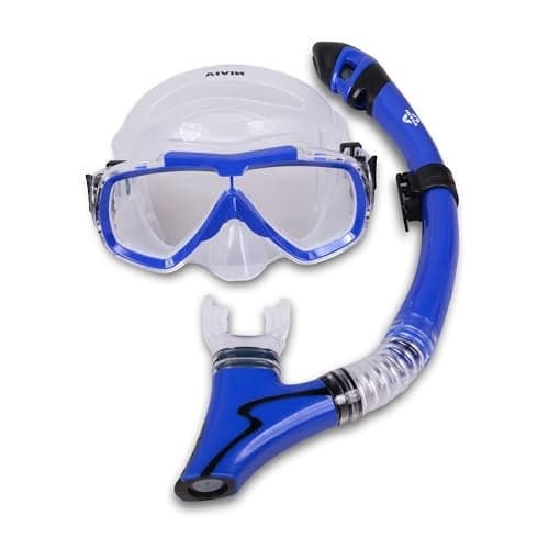 Nivia Pro Dive 2.0 Diving Set for Unisex Kids and Adults, Snorkle Set with Swimming Goggles, Swimming Mask Diving Goggles with Silicone Strap, Snorkel Mask for Underwater Sports Diving (Blue)