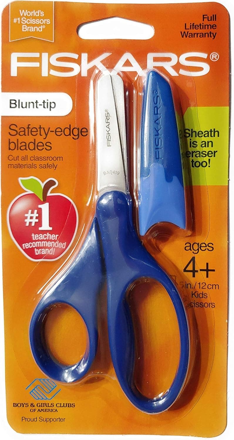 Fiskars Scissors Blunttip SafetyEdge Blades w Sheath Navy Blue