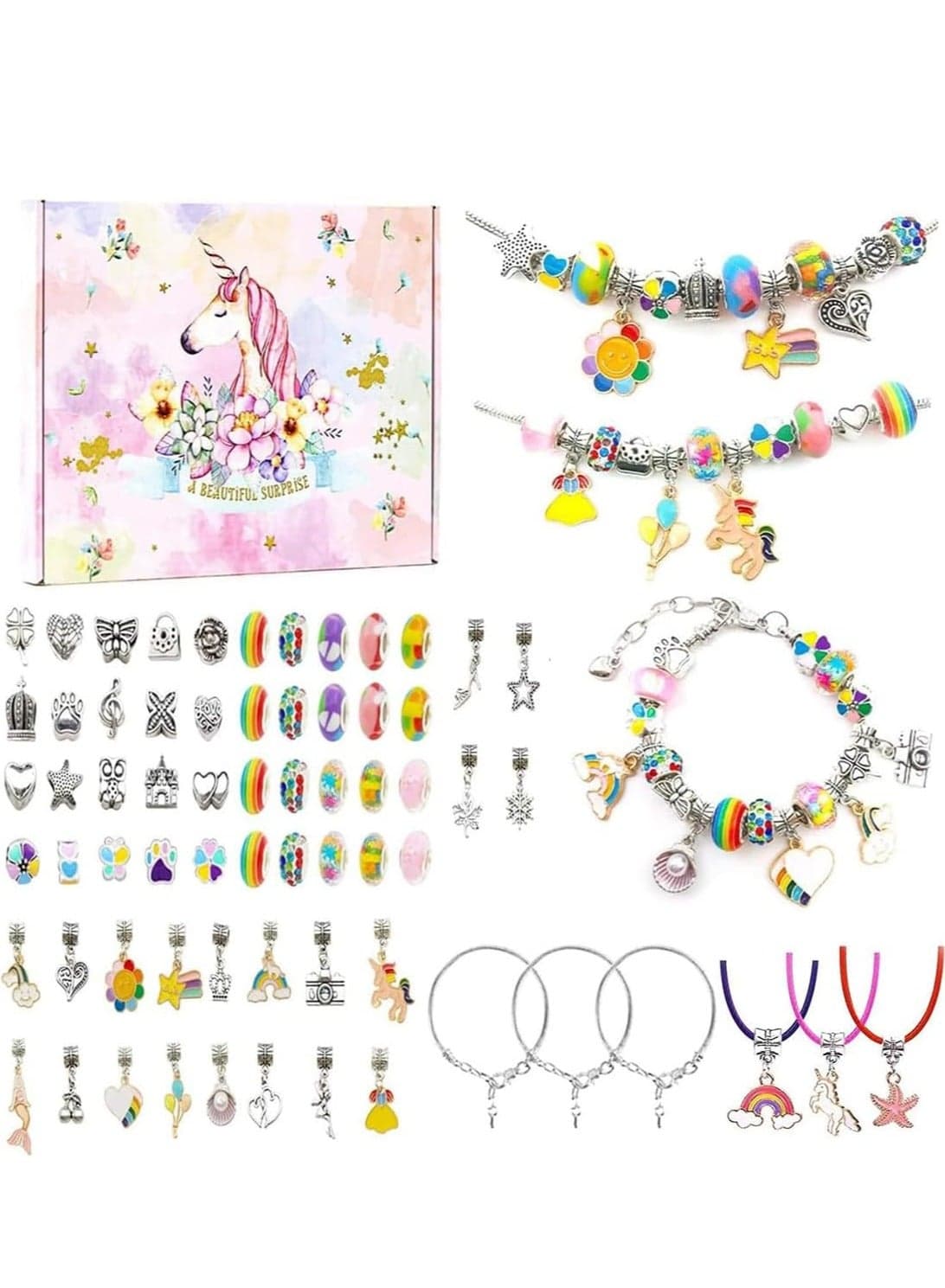 Bracelet Making Kit for Girls DIY Jewelry Charms Charm Bracelets Kit for Beads Birthday and Holiday Unicorns Gifts Kids Arts and Crafts for Girls Toys Kids Ages 6 to 12