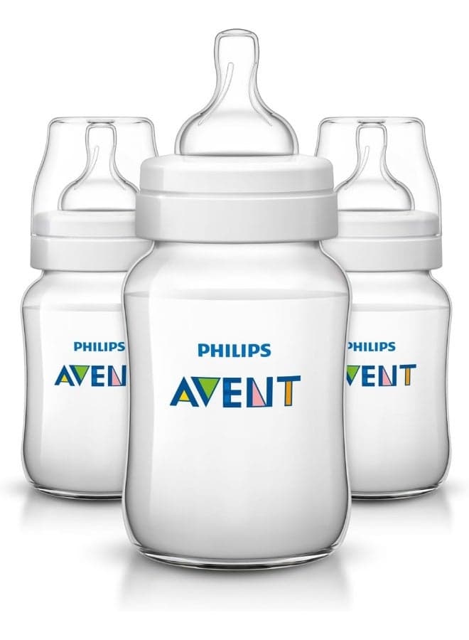 AVENT Philips Anti-colic Baby Bottles Clear, 9oz 3 Piece