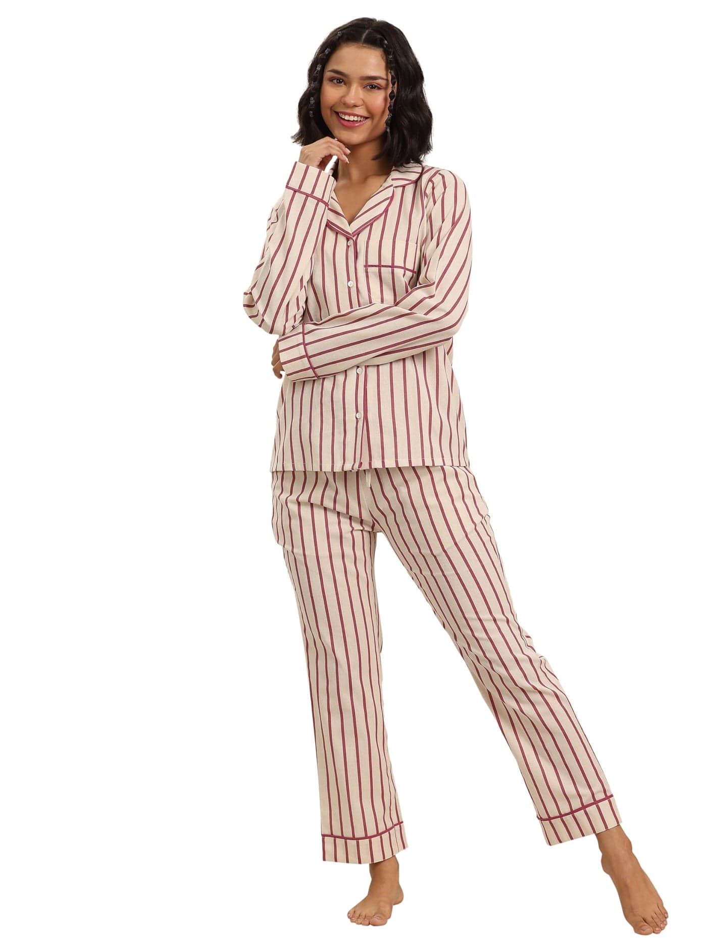 Libas Off White Printed Cotton Night Suit for Women (50335HM)