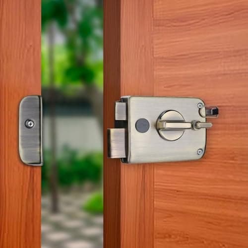 Godrej Rim Lock I Twinbolt Ultra XL+ I 1CK Latchbolt I for Home Main Door I for Inside Opening Door & I Left/Right Handed Doors I 4 Keys I 5 Year Warranty I Automatic Locking I Antique Brass Finish