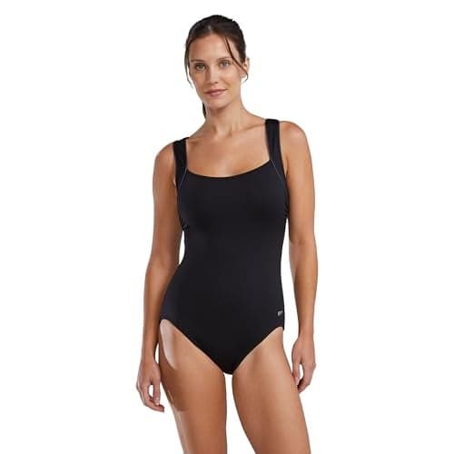 TYR Sport Women's Polyester Solid Square Neck Tank Swimsuit, Black, 8